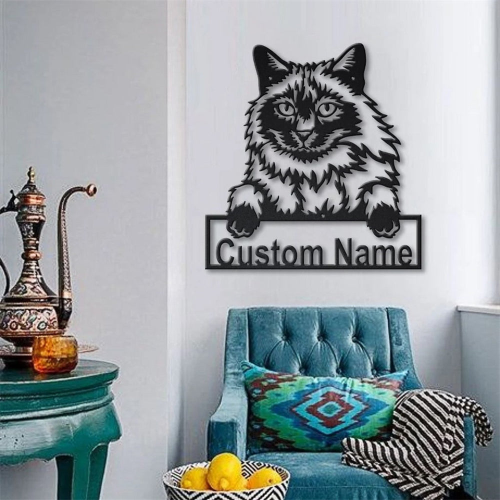 Balinese Cat Metal Art Personalized Metal Name Sign