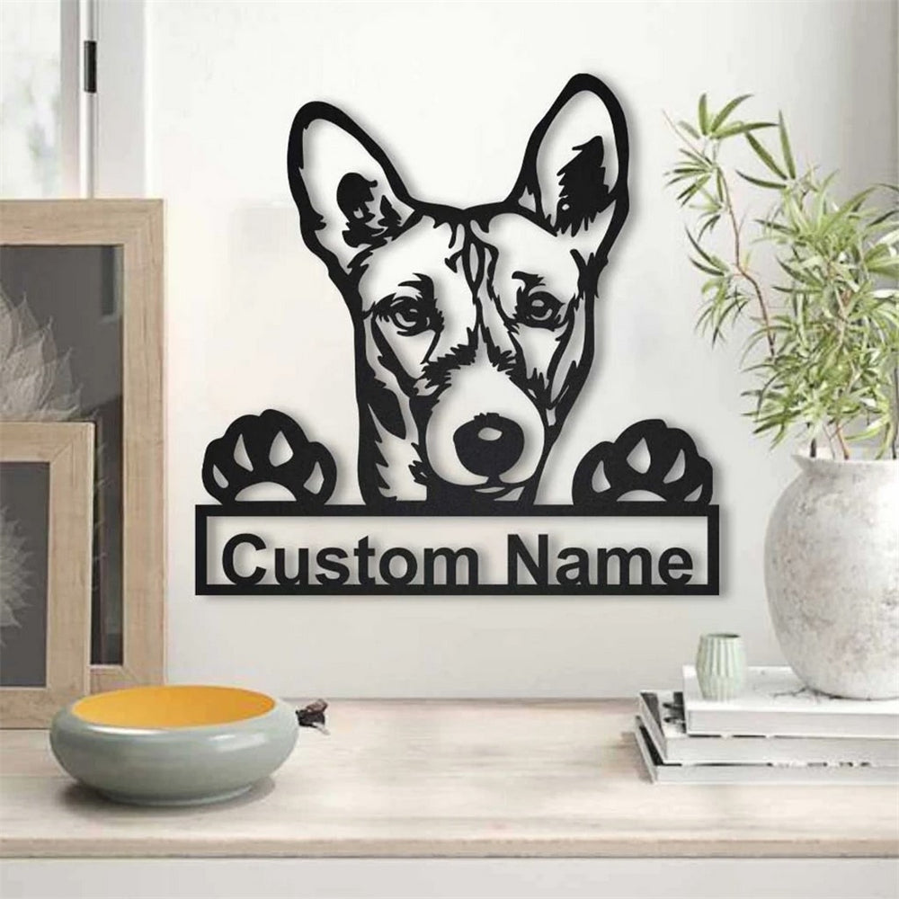 Basenji Dog Metal Art Personalized Metal Name Sign