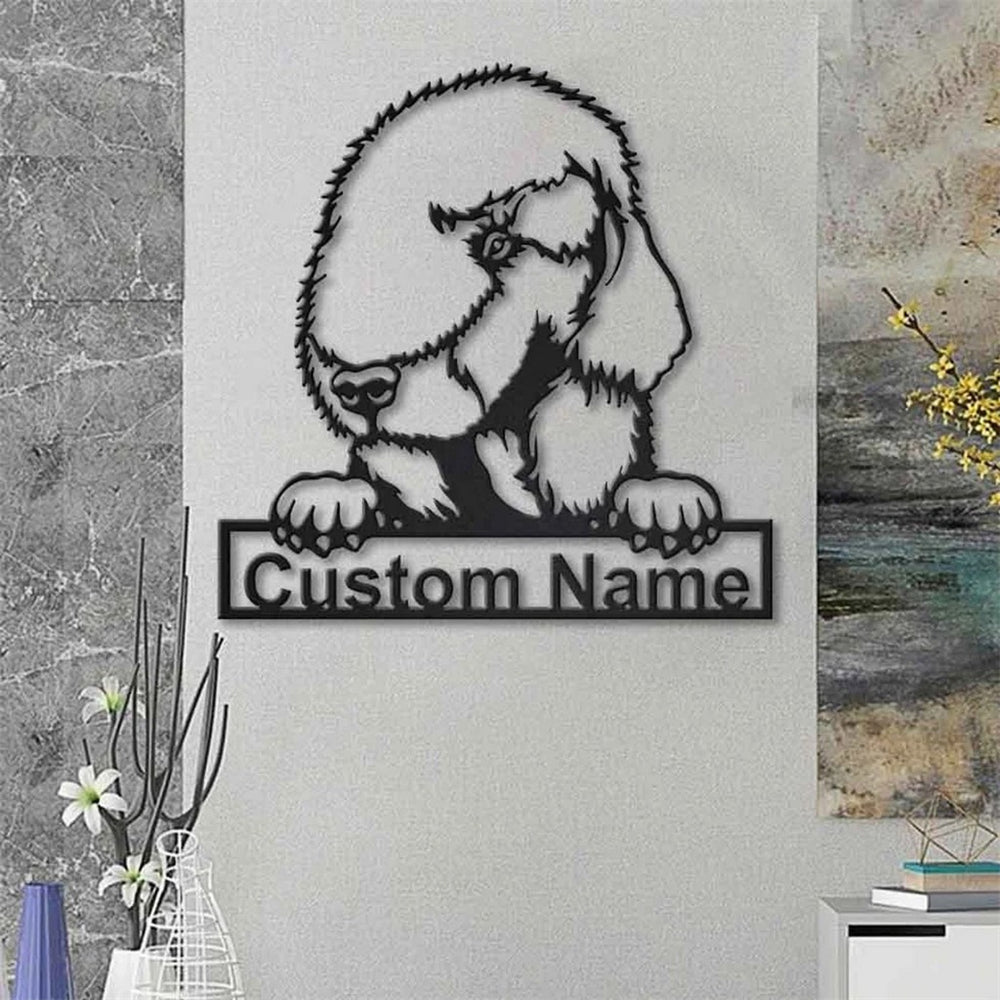 Bedlington Terrier Dog Metal Art Personalized Metal Name Sign