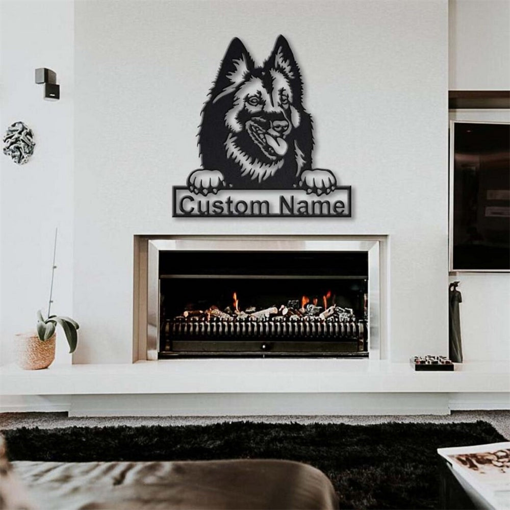 Belgian Tervuren Dog Metal Art Personalized Metal Name Sign