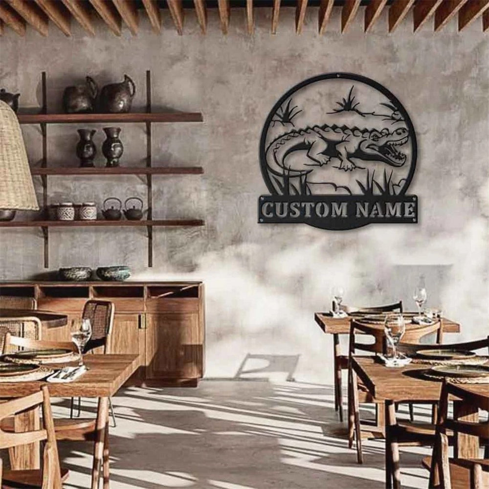 Crocodile Metal Art Personalized Metal Name Sign