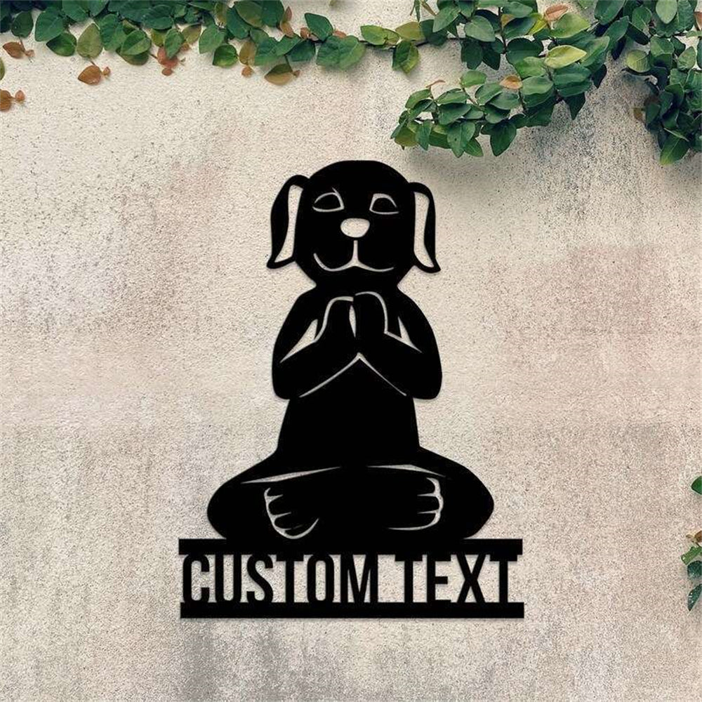 Personalized Dog Statue Buddha Buddhist Namaste Yoga Studio Metal Sign