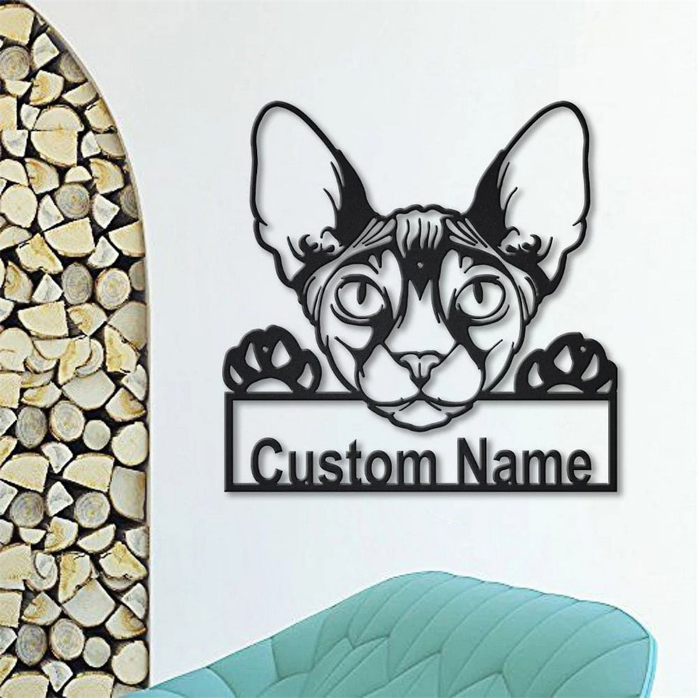 Donskoy Cat Metal Art Personalized Metal Name Sign