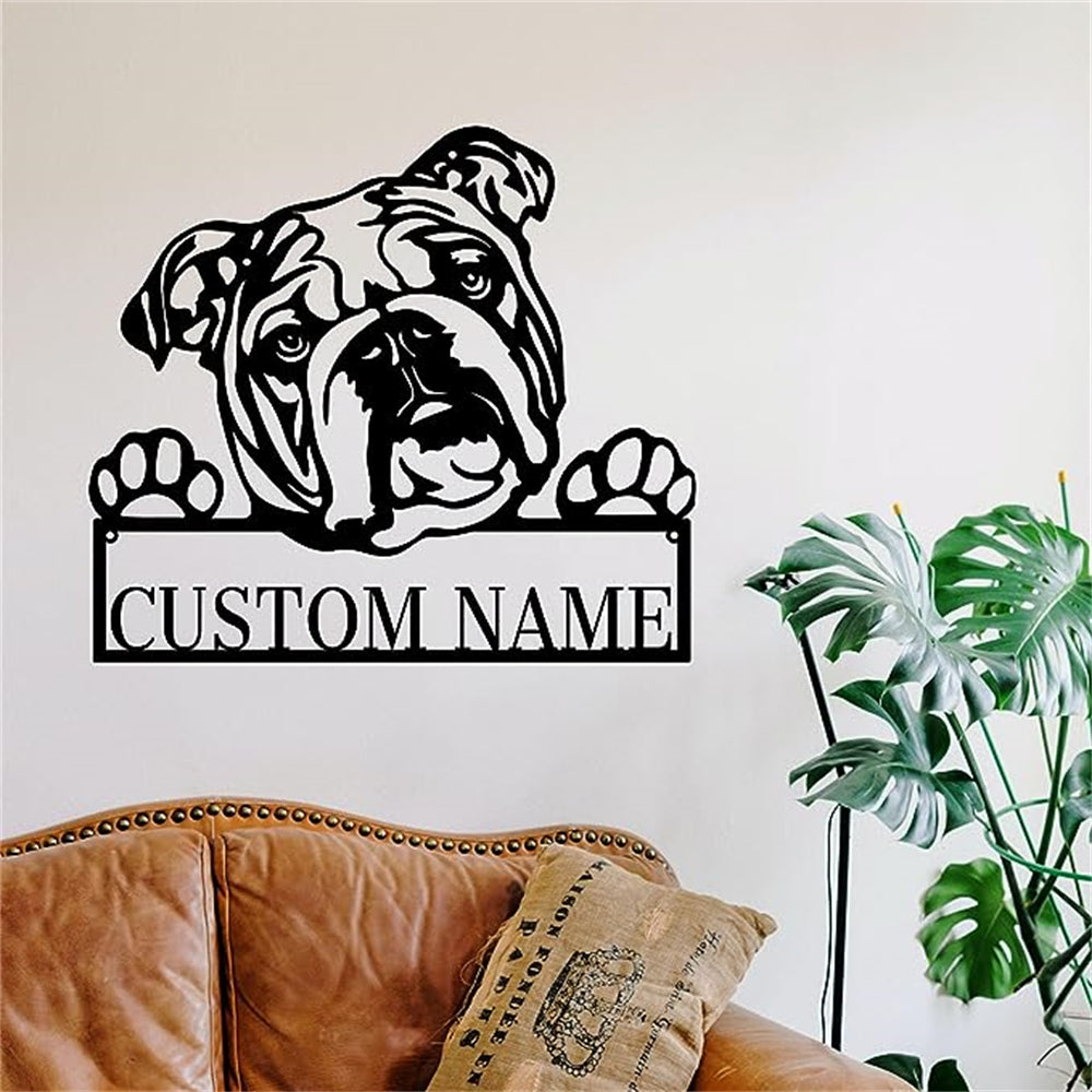 English Bulldog Personalized Metal Name Sign