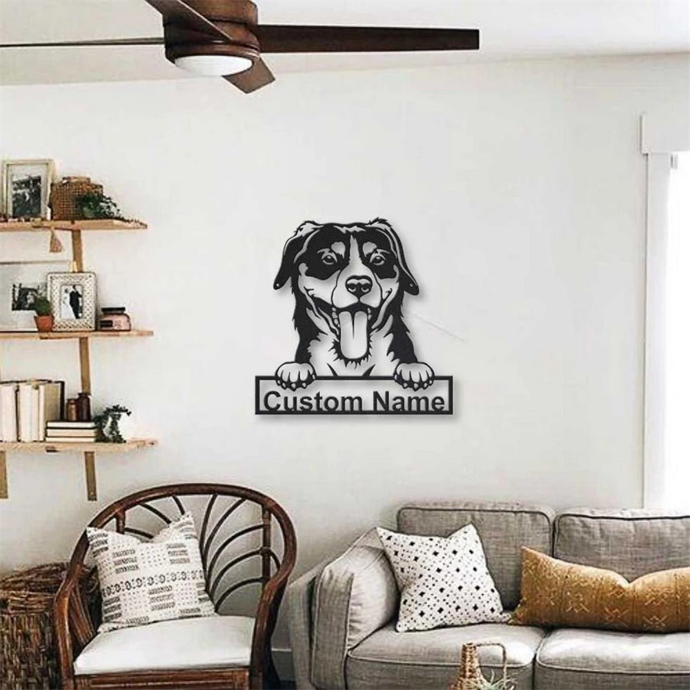 Entlebucher Mountain Dog Metal Art Personalized Metal Name Sign