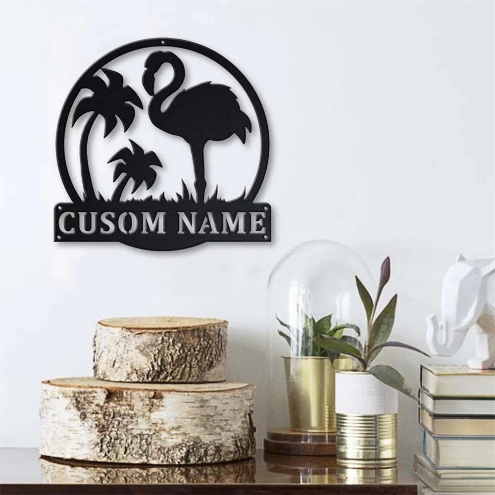 Flamingo Metal Art Personalized Metal Name Sign