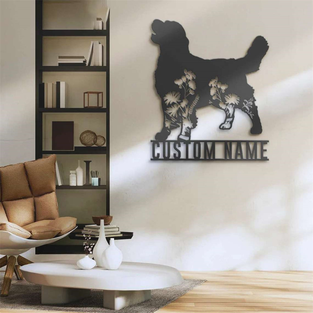 Floral Golden Retriever Personalized Metal Signs