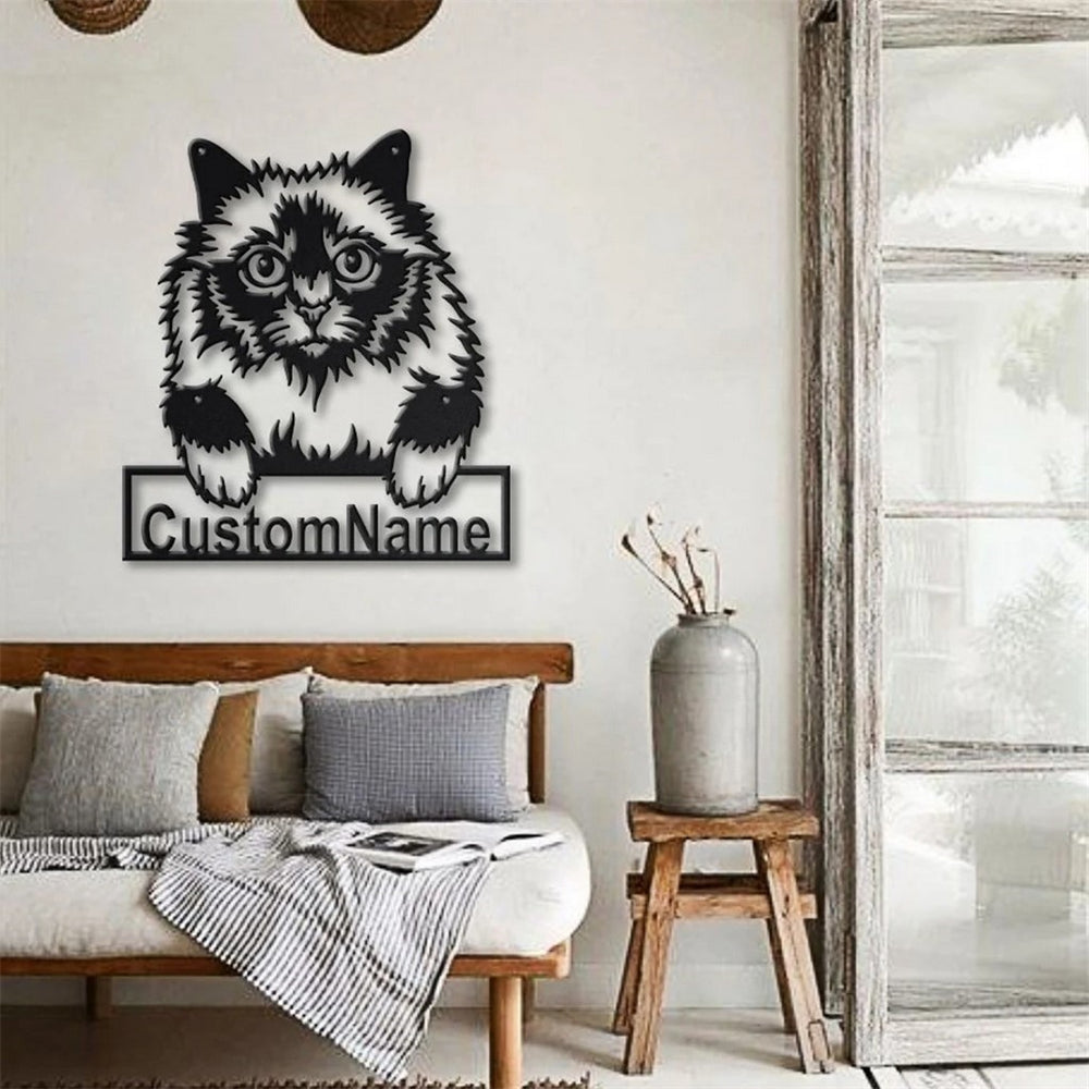 Holy Burma Cat Metal Art Personalized Metal Name Sign