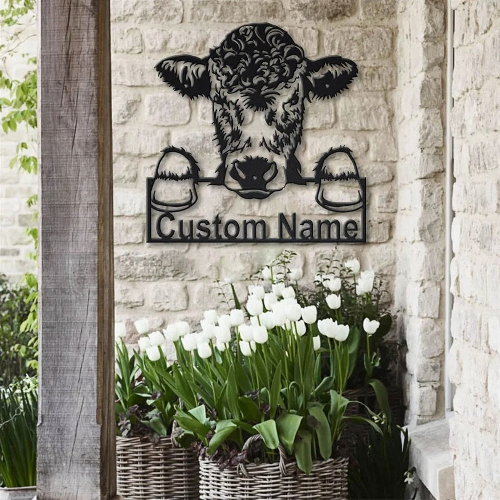 Personalized Cow Metal Sign Art Farm Decor