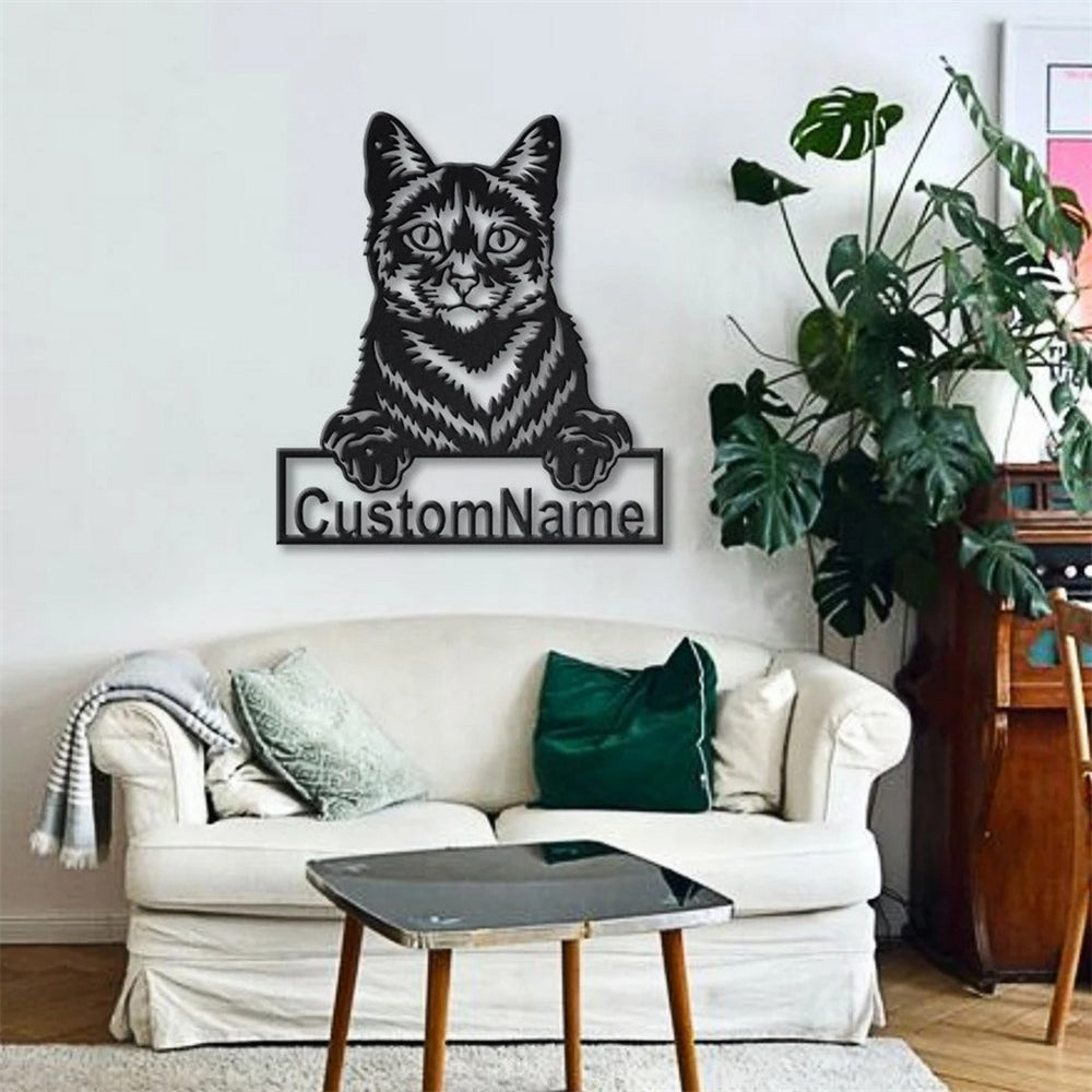 Domestic Cat Metal Sign Art Garden Decor
