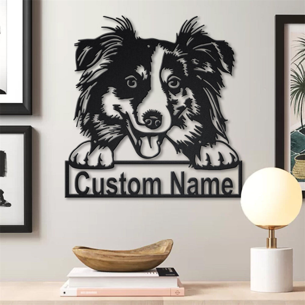 Australian Shepherd Metal Art Personalized Metal Name Sign