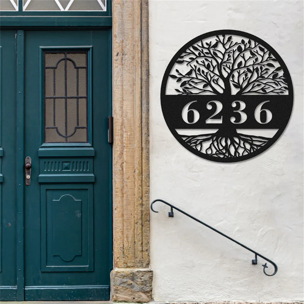 Tree Of Life House Numbers Metal Sign Custom