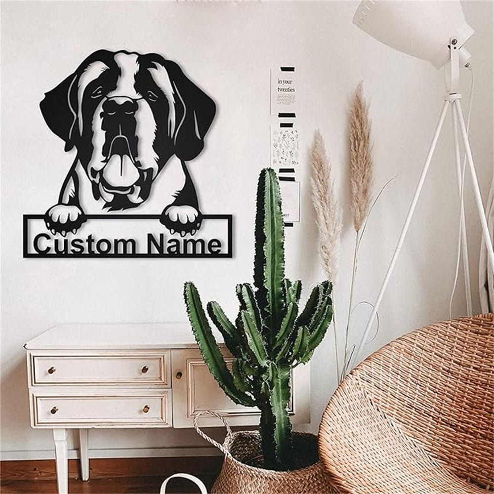 Custom Name Personalized St Bernard Dog Metal Sign Art