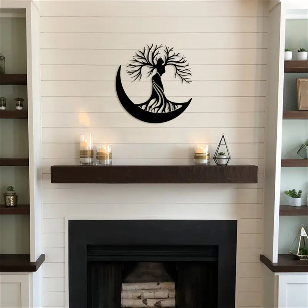 Woman Tree Of Life Metal Hanging Wall Decoration