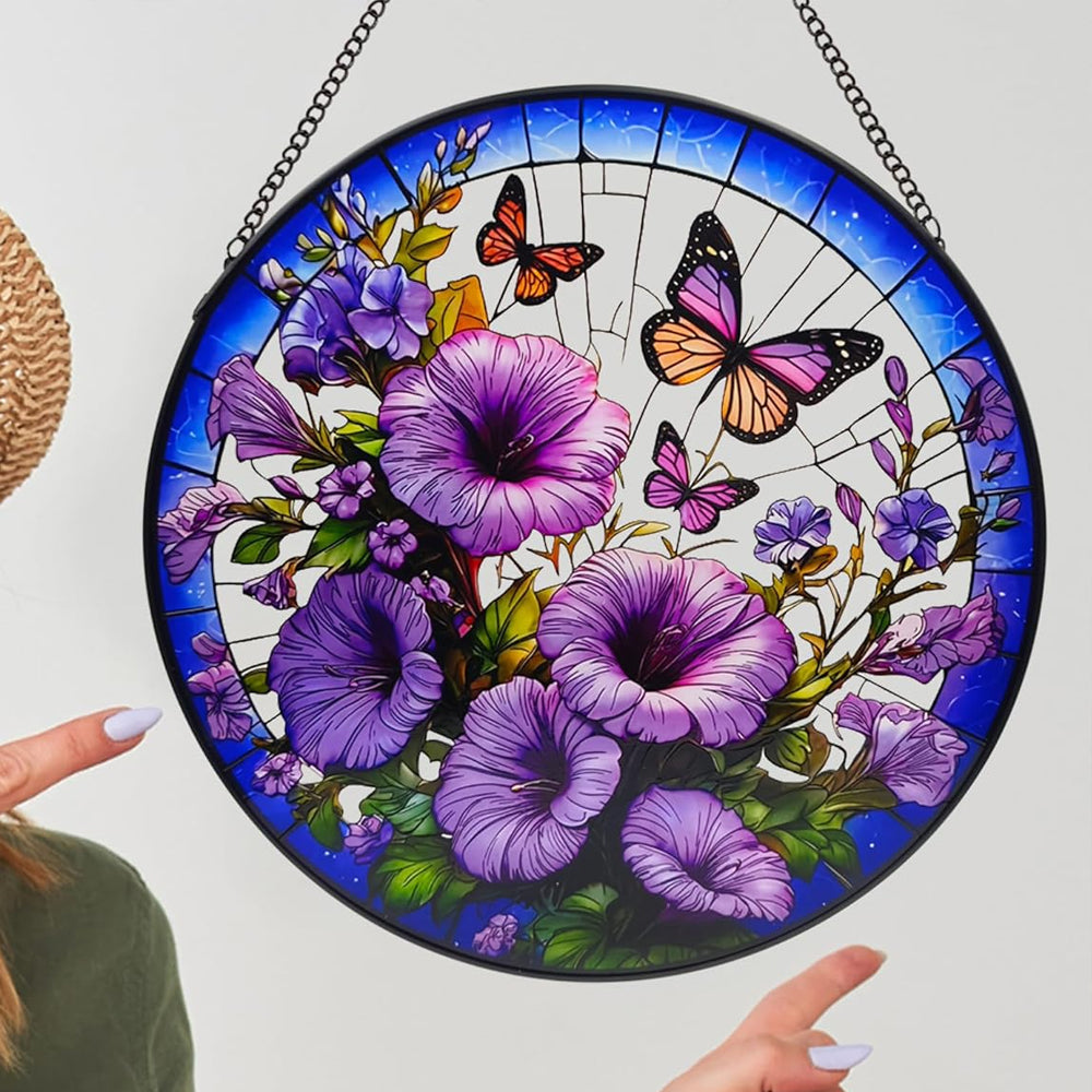 Bindweed Butterfly Sun Catcher Decoration Stained Glass Window Hanging