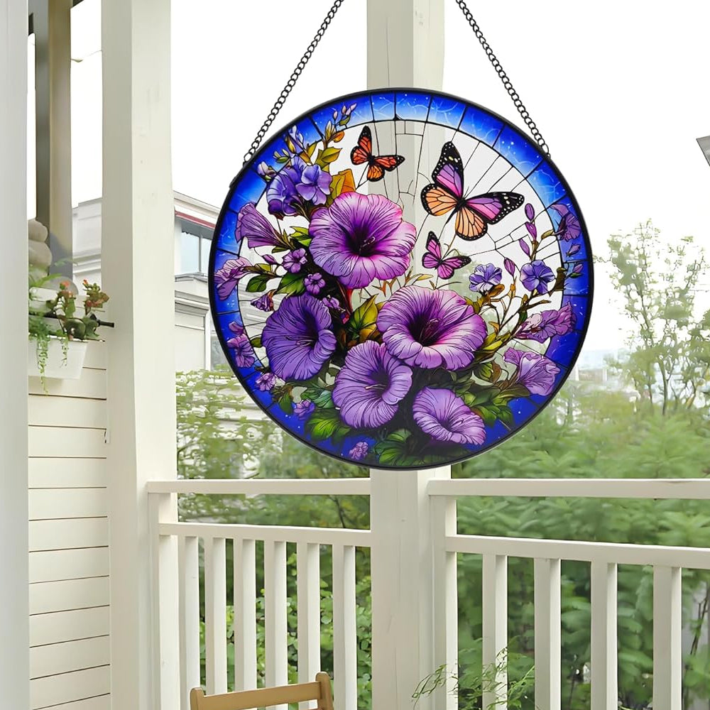 Bindweed Butterfly Sun Catcher Decoration Stained Glass Window Hanging