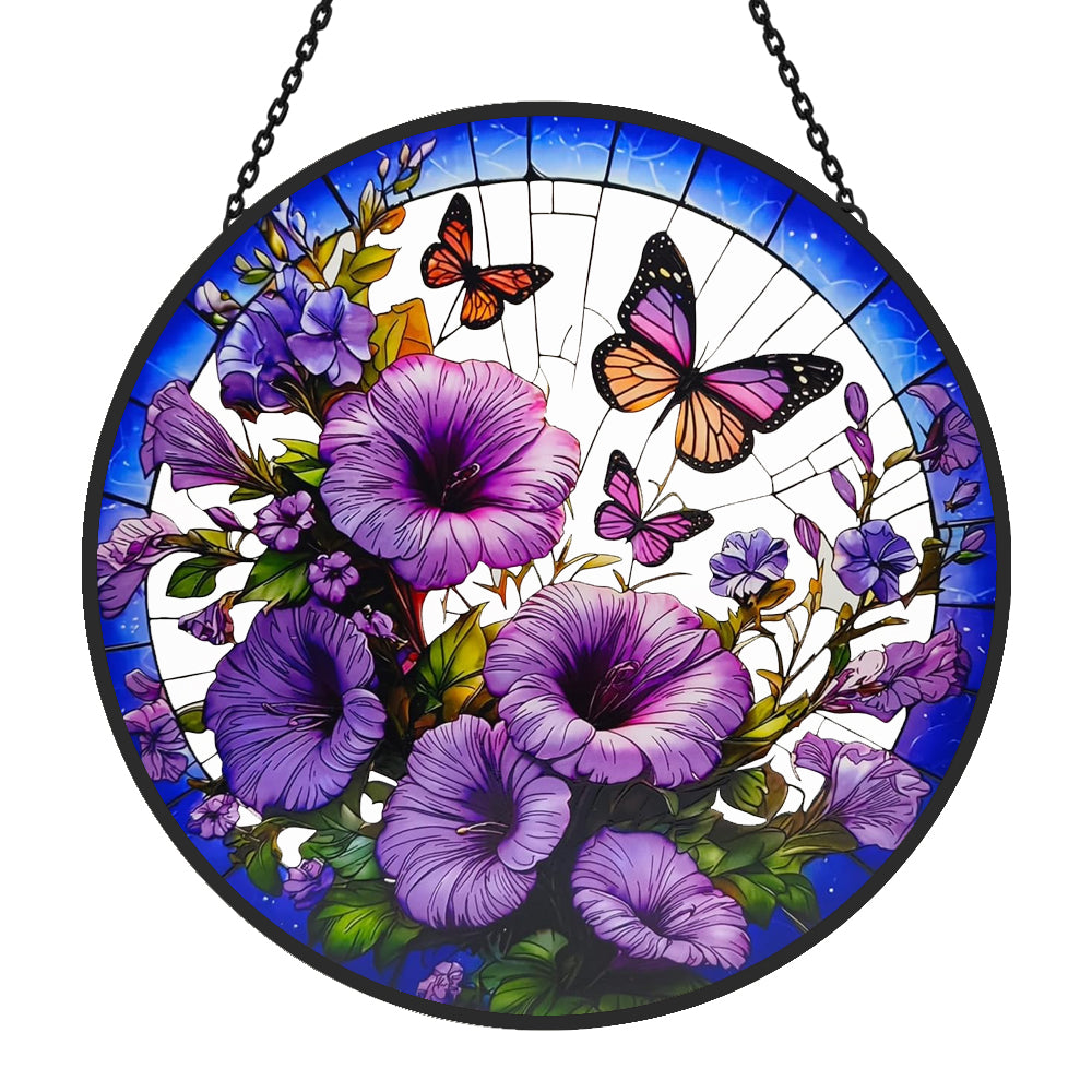 Bindweed Butterfly Sun Catcher Decoration Stained Glass Window Hanging