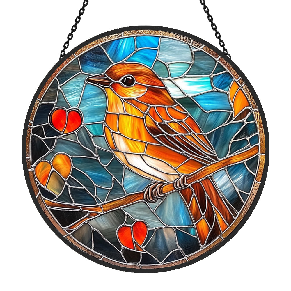 Bird Sun Catcher Decoration Stained Glass Window Hanging
