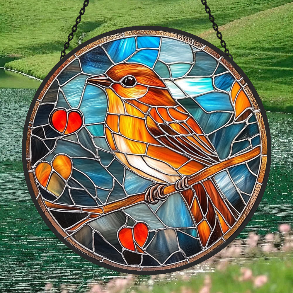 Bird Sun Catcher Decoration Stained Glass Window Hanging