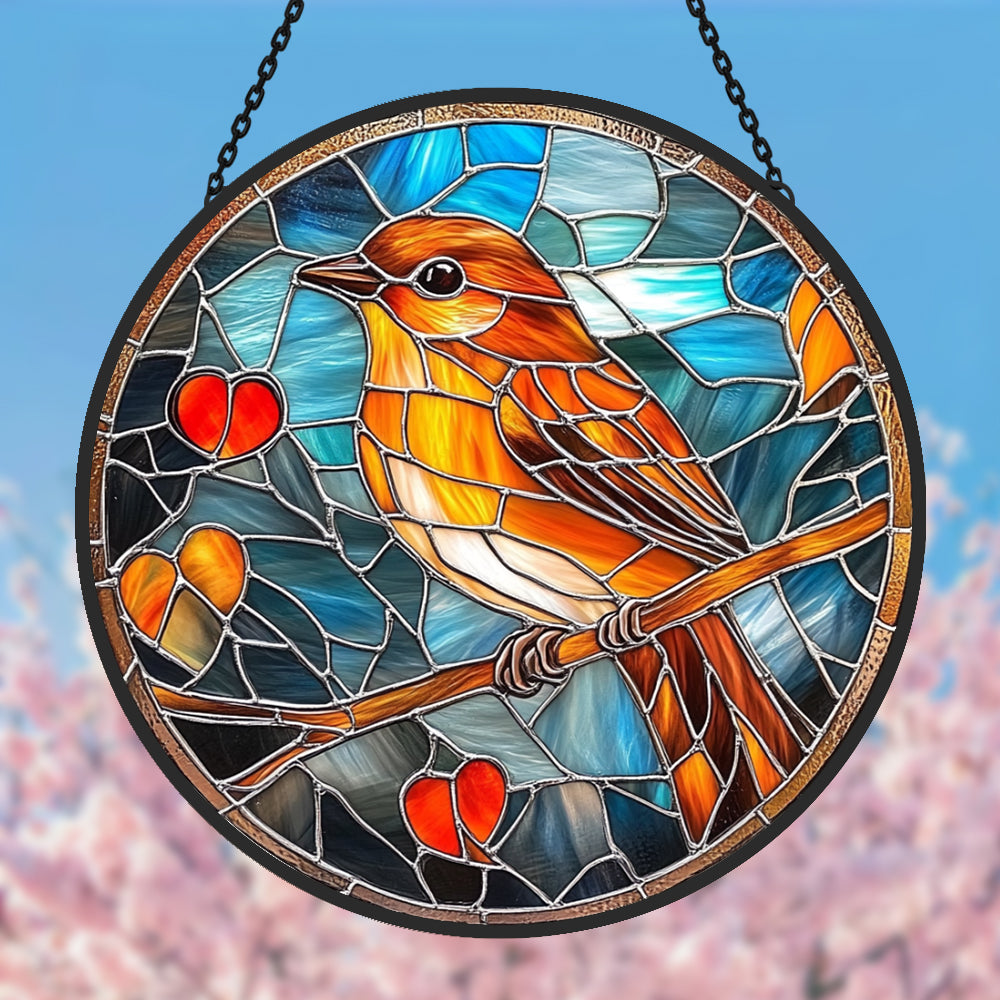 Bird Sun Catcher Decoration Stained Glass Window Hanging