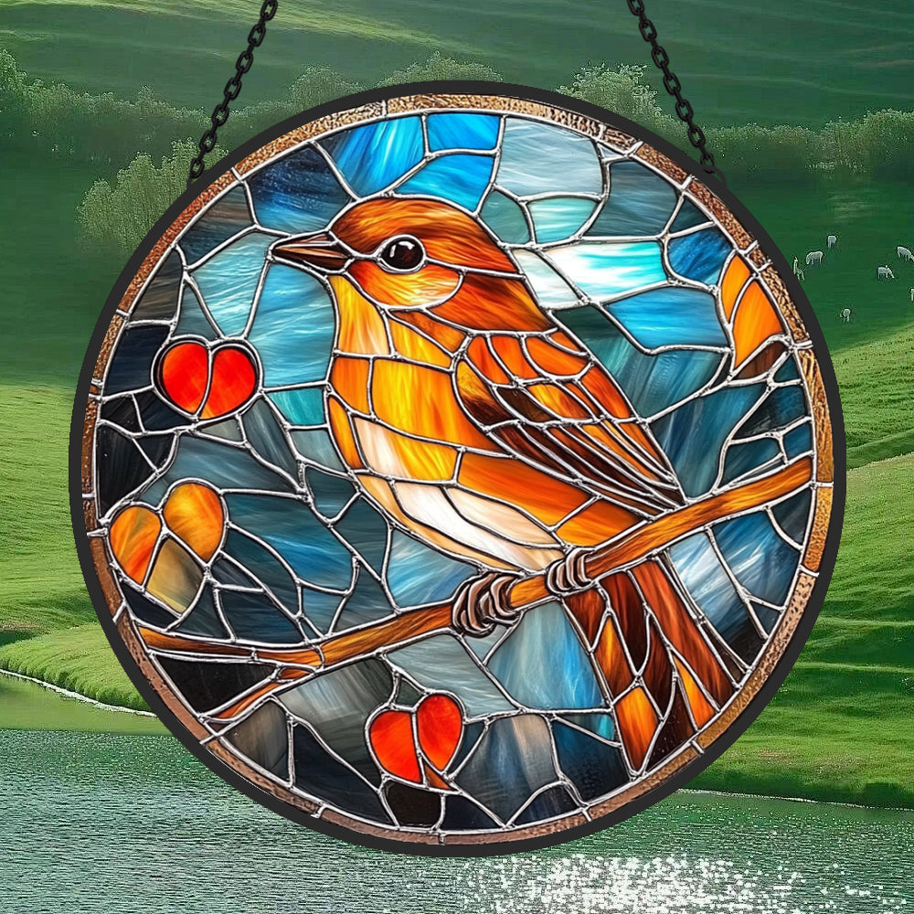 Bird Sun Catcher Decoration Stained Glass Window Hanging