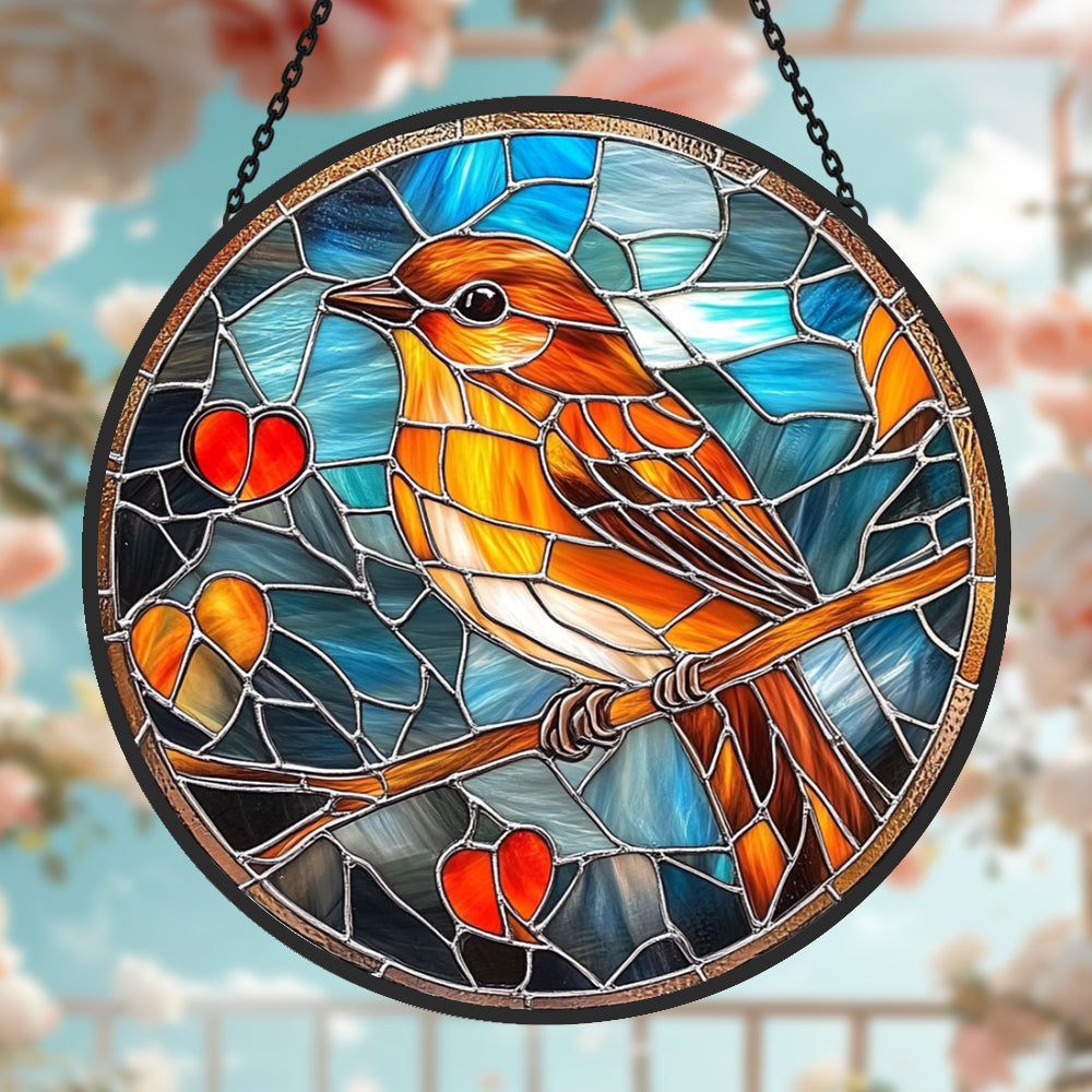 Bird Sun Catcher Decoration Stained Glass Window Hanging