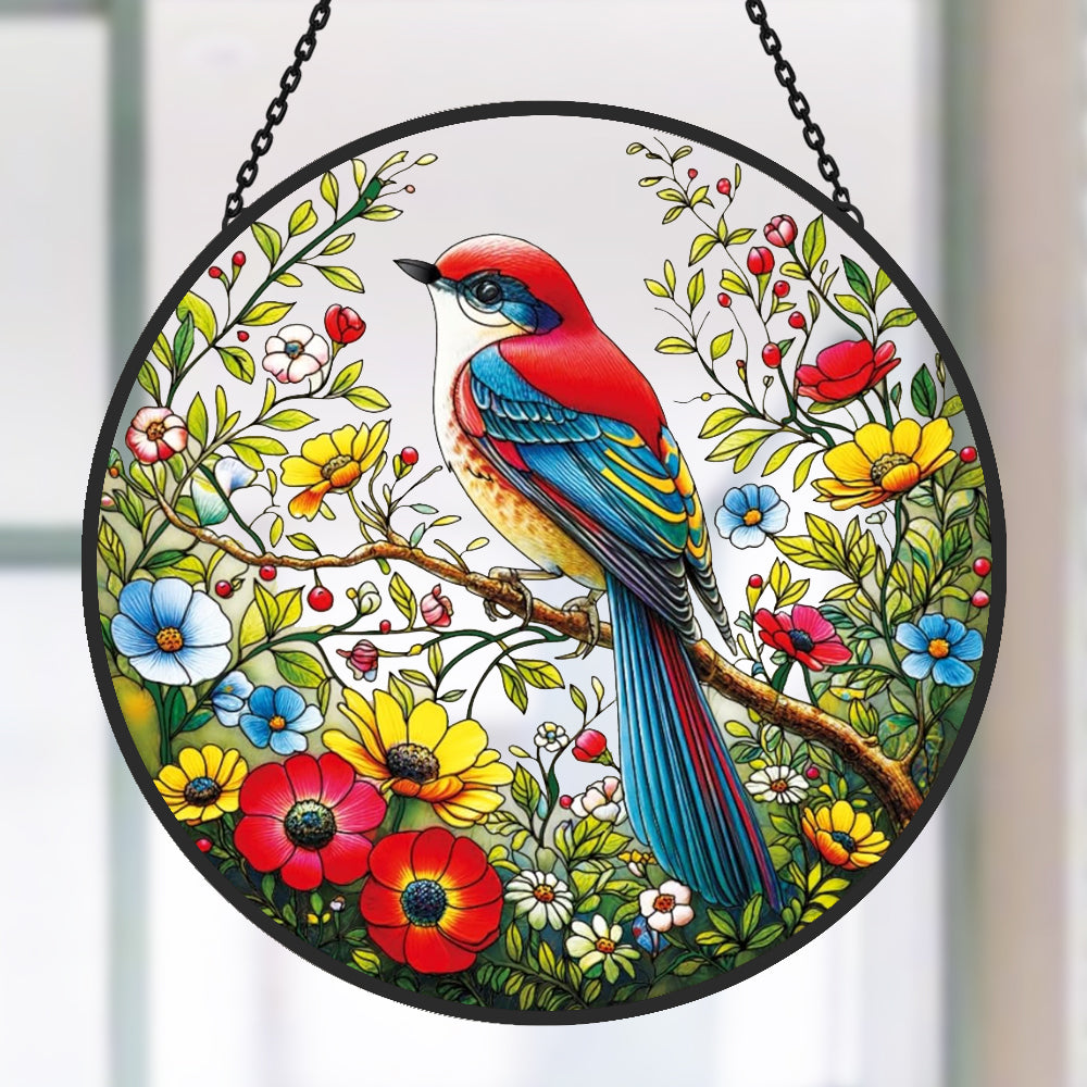 Bird Sun Catcher Decoration Stained Glass Window Hanging