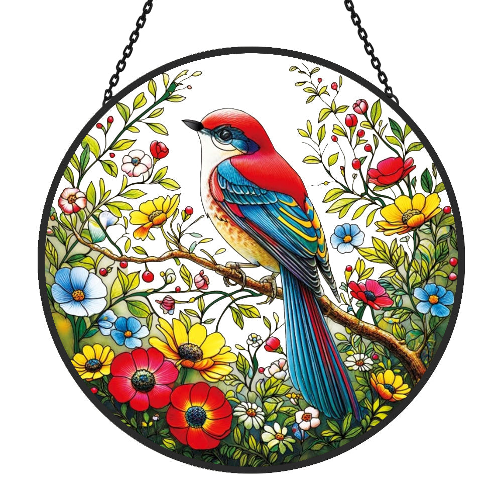 Bird Sun Catcher Decoration Stained Glass Window Hanging