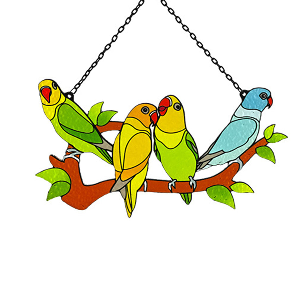 Birds Sun Catcher Decoration Stained Glass Window Hanging