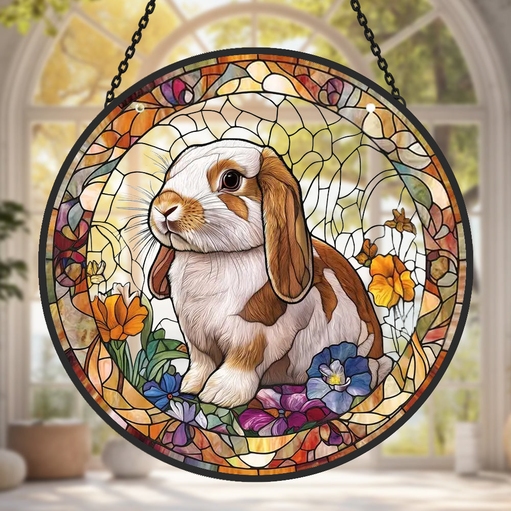 Bunny Sun Catcher Decoration Stained Glass Window Hanging