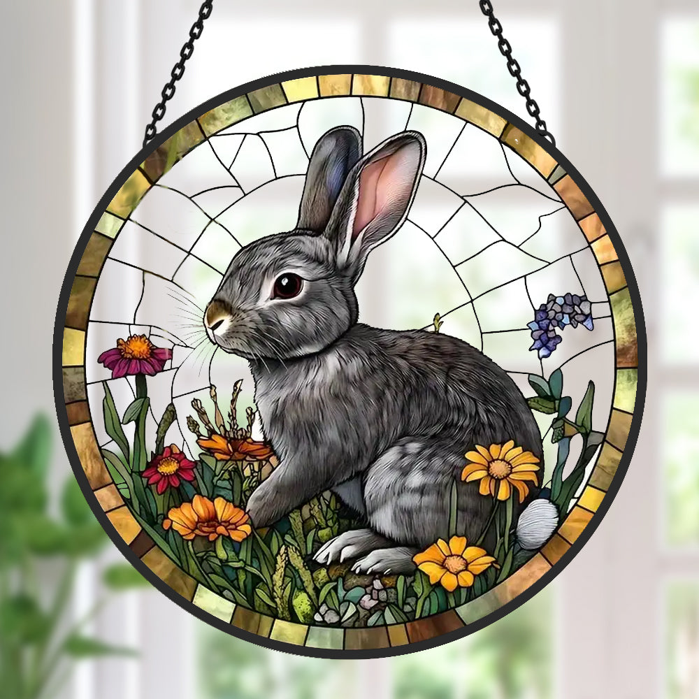 Bunny Sun Catcher Decoration Stained Glass Window Hanging