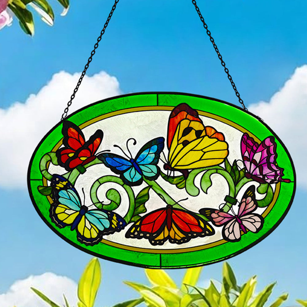Butterflies Sun Catcher Decoration Stained Glass Window Hangin