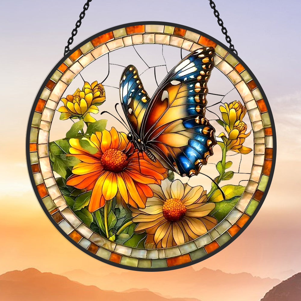 Butterfly Sun Catcher Decoration Stained Glass Window Hanging