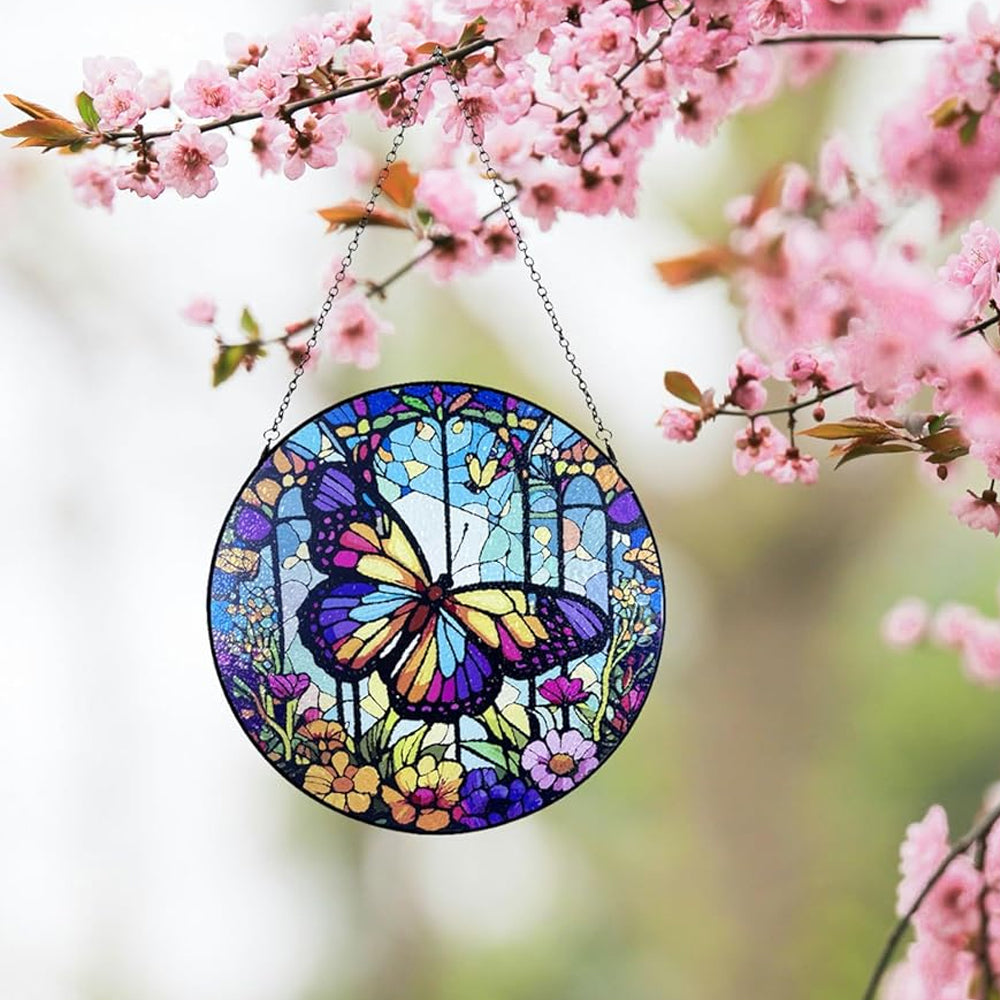 Butterfly Sun Catcher Decoration Stained Glass Window Hanging