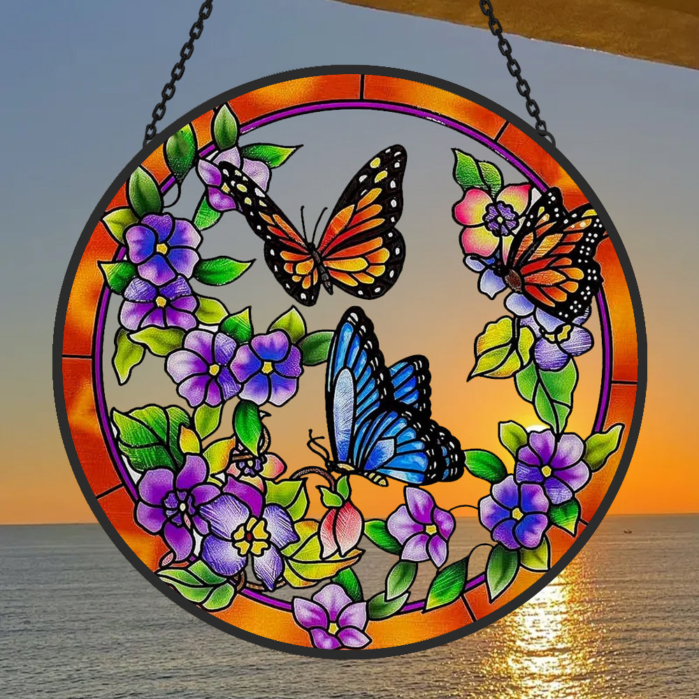 Butterfly Sun Catcher Decoration Stained Glass Window Hanging