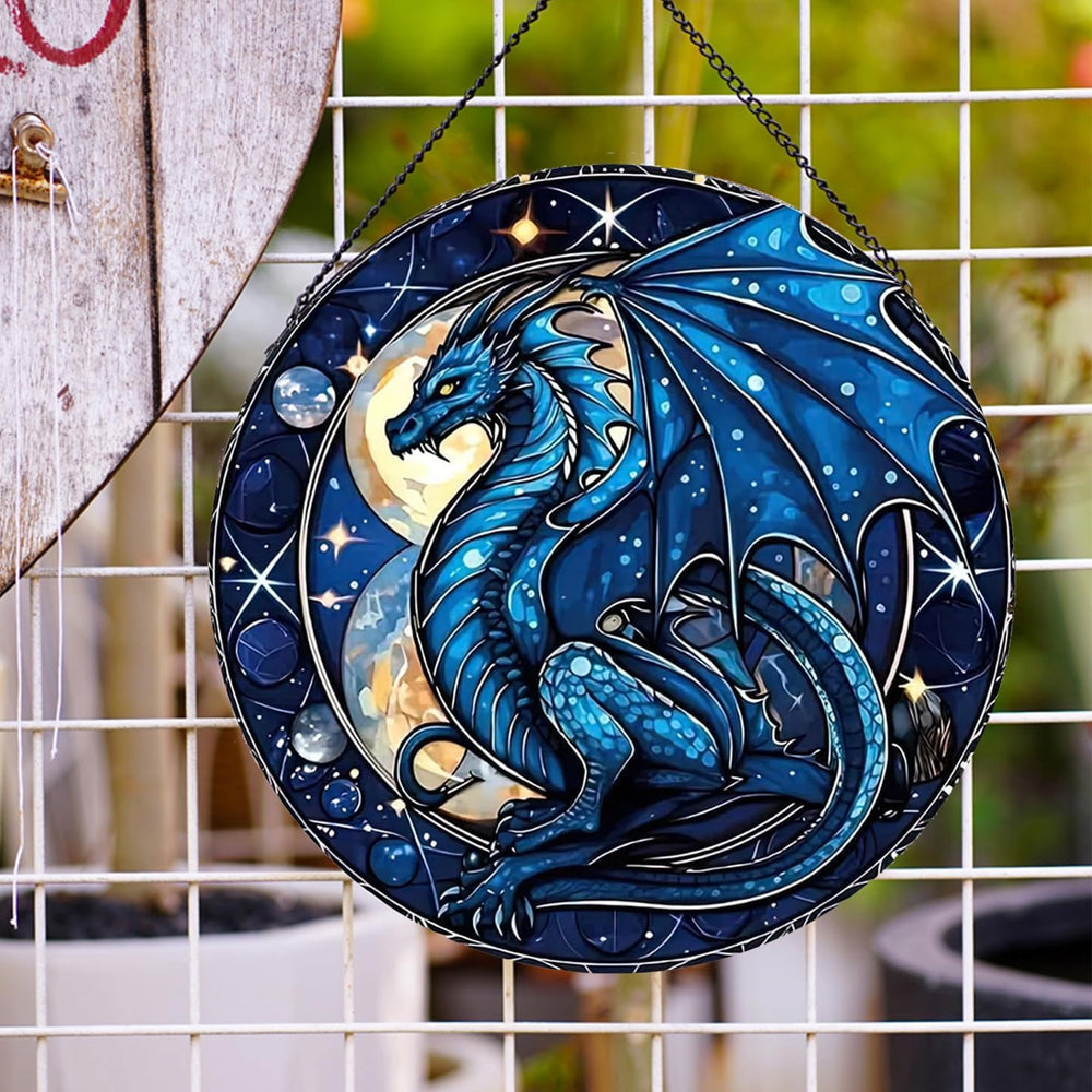 Celestial Dragon Sun Catcher Decoration Stained Glass Window Hanging