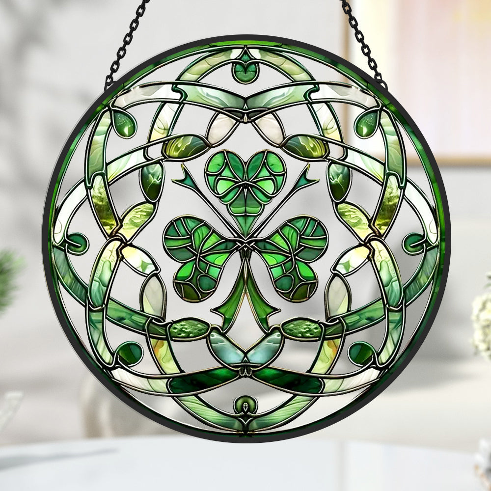 Celtic Knot Clover Sun Catcher Decoration Stained Glass Window Hanging