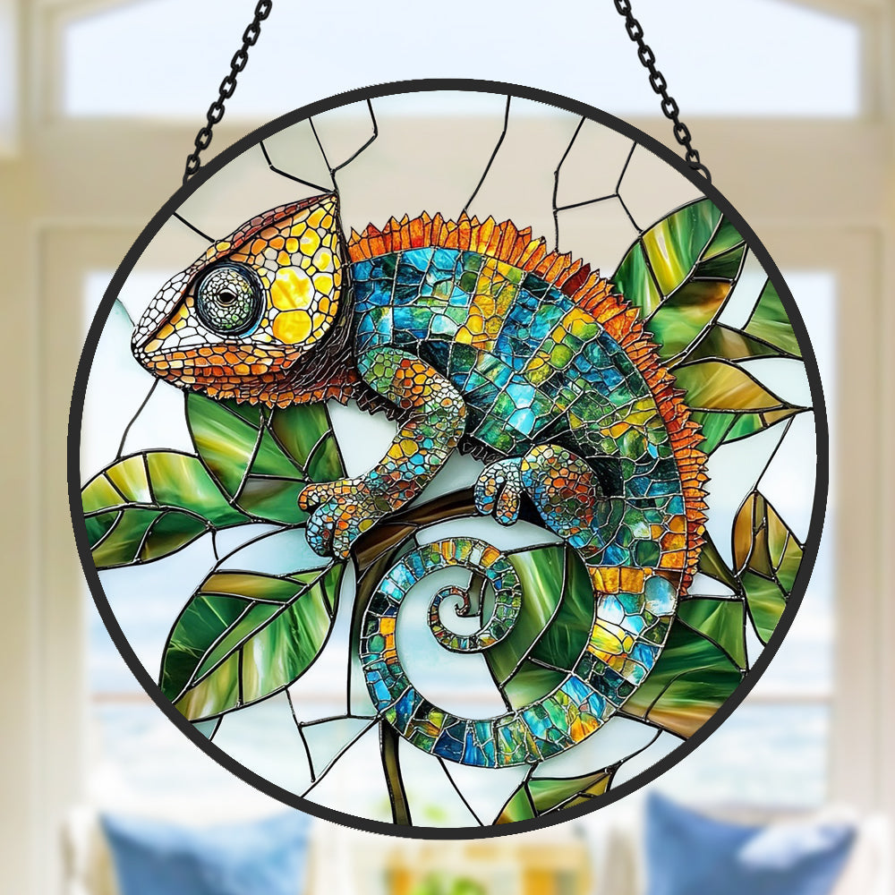 Chameleon Sun Catcher Decoration Stained Glass Window Hanging