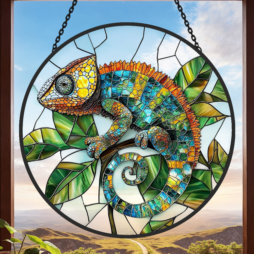 Chameleon Sun Catcher Decoration Stained Glass Window Hanging