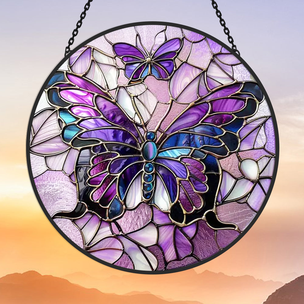 Charming Butterfly Sun Catcher Decoration Stained Glass Window Hanging