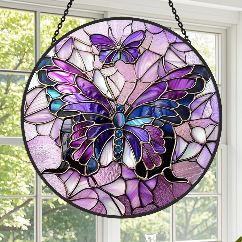 Charming Butterfly Sun Catcher Decoration Stained Glass Window Hanging