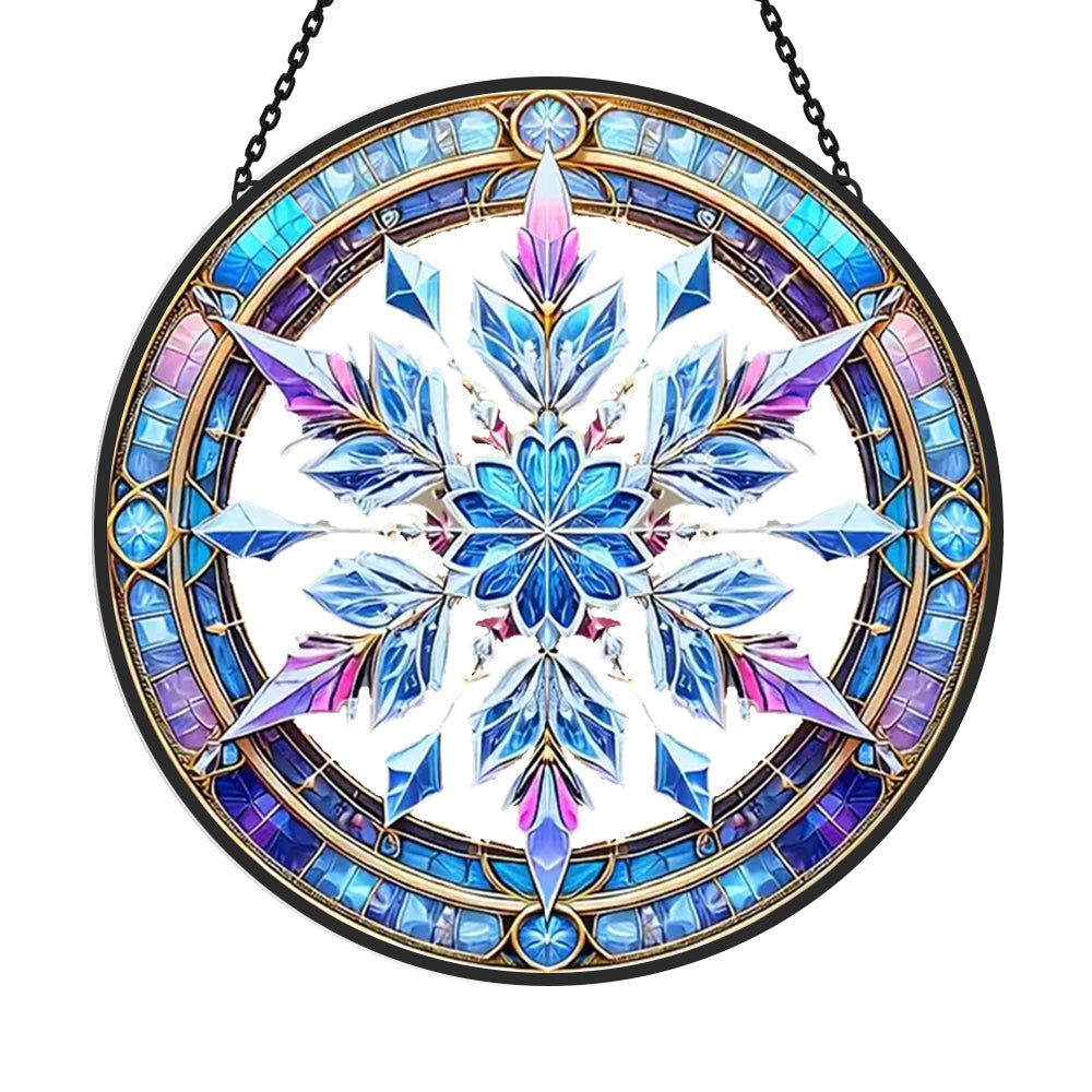 Christmas Translucent Snowflake Sun Catcher Decoration Stained Glass Window Hanging