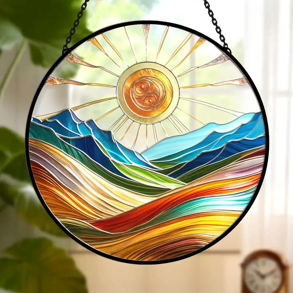 Colorful Bohemian Sun Catcher Decoration Stained Glass Window Hanging