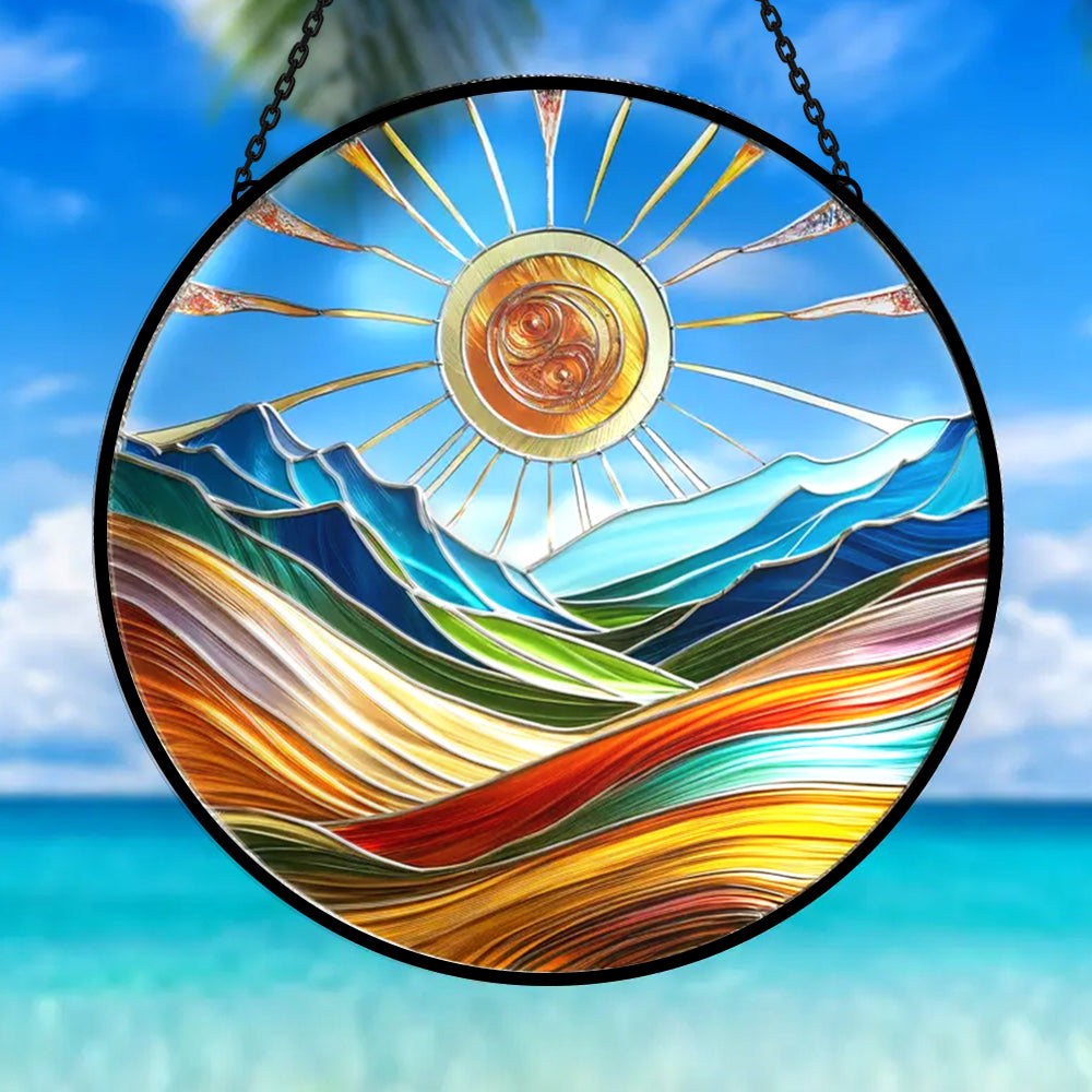 Colorful Bohemian Sun Catcher Decoration Stained Glass Window Hanging