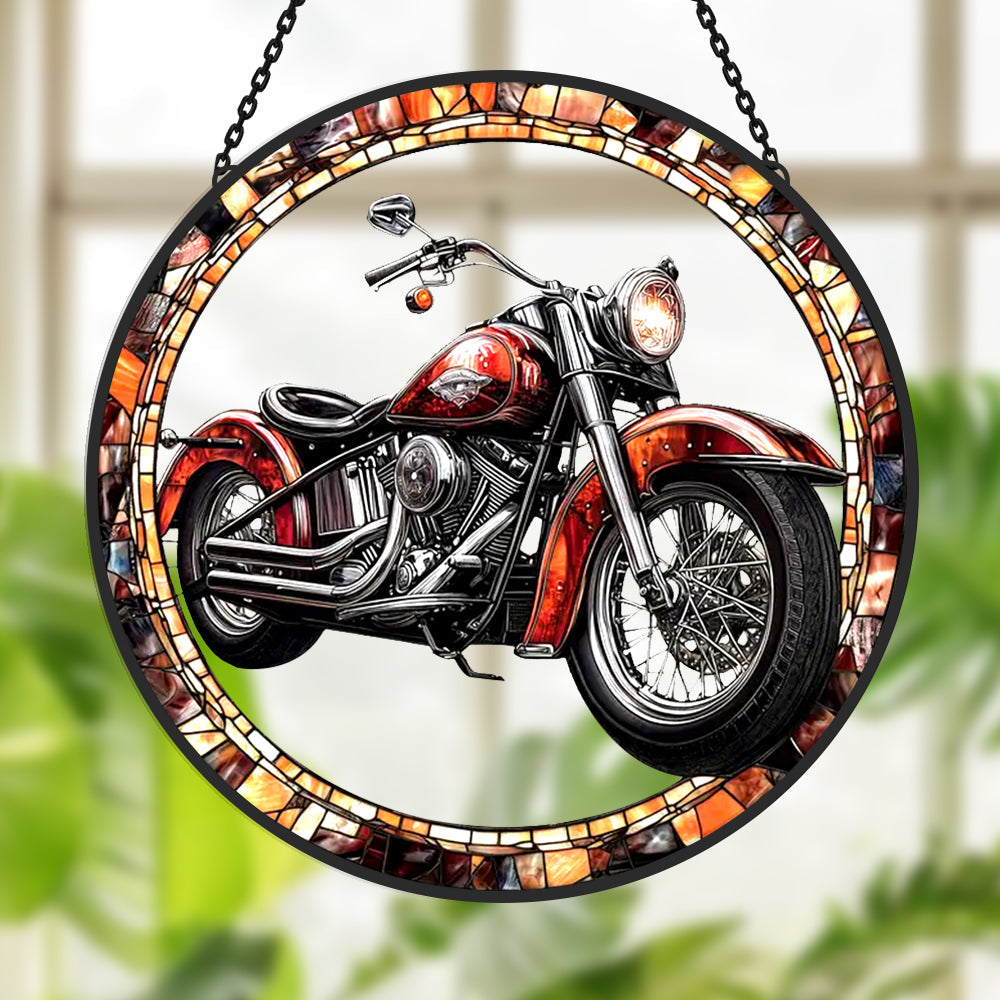 Cruiser Bike Sun Catcher Decoration Stained Glass Window Hanging