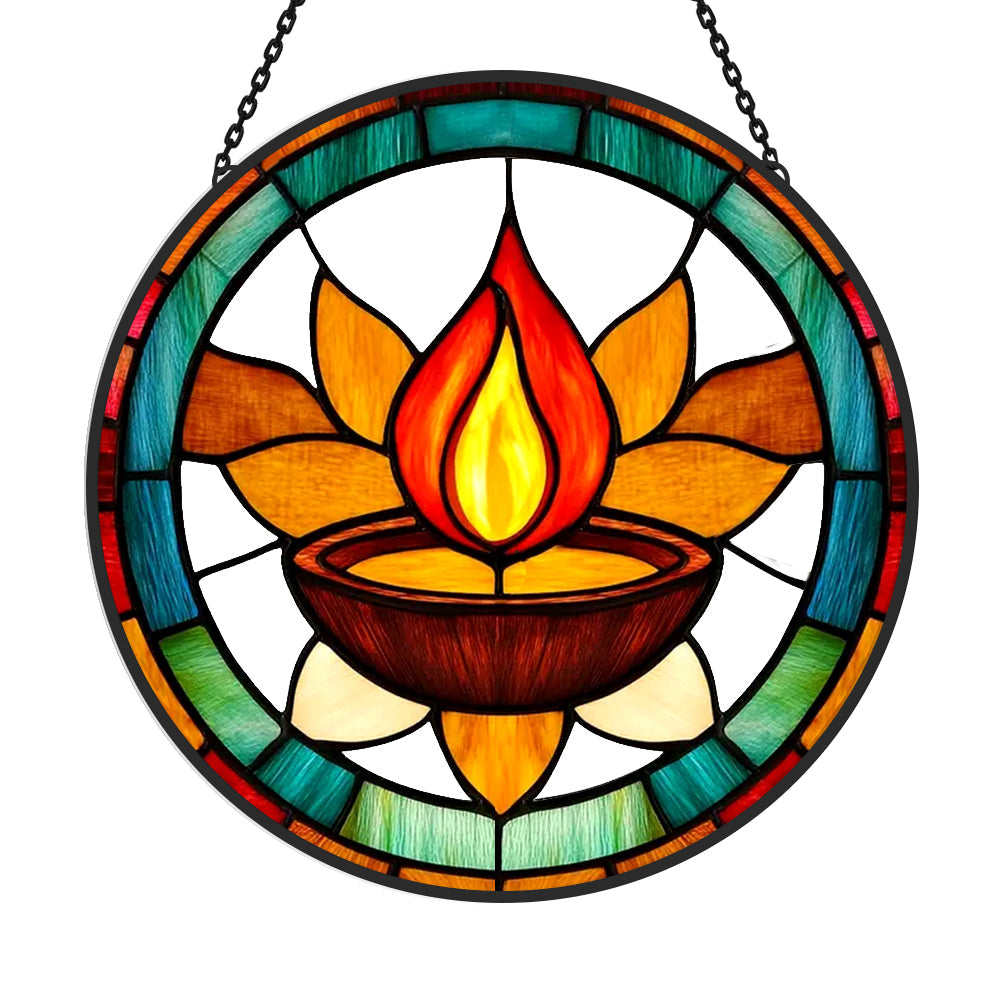 Diwali-Inspired Sun Catcher Decoration Stained Glass Window Hanging