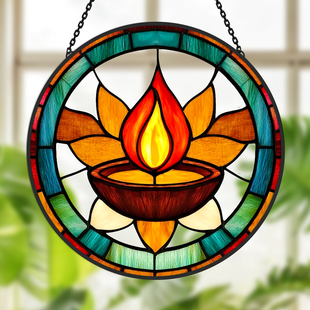 Diwali-Inspired Sun Catcher Decoration Stained Glass Window Hanging