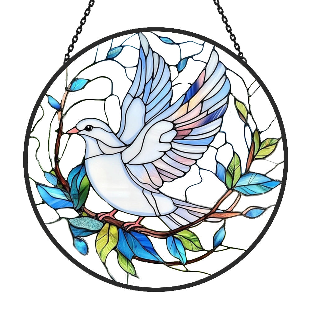 Dove of Peace Sun Catcher Decoration Stained Glass Window Hanging