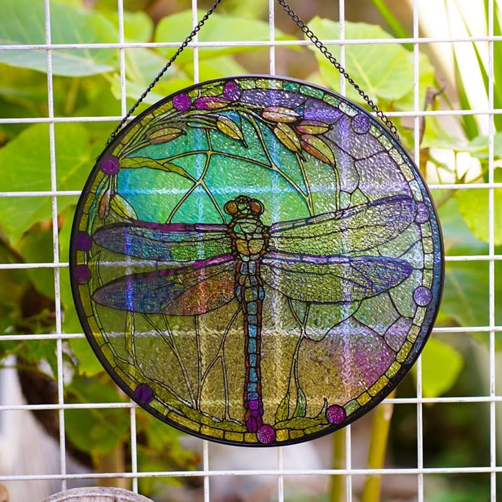 Dragonfly Sun Catcher Decoration Stained Glass Window Hanging