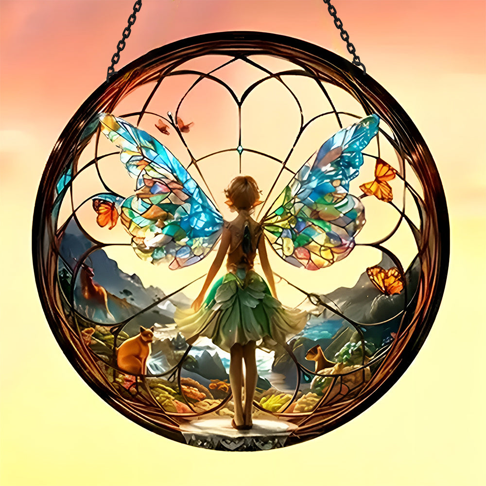 Enchanted Forest Sun Catcher Decoration Stained Glass Window Hanging